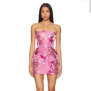 Katie May Pink Floral Strapless Mini Dress